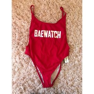 Baewatch red bathing suit